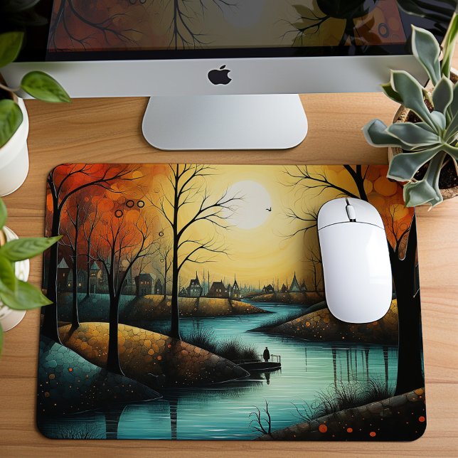 Tapis De Souris Paysage du parc de la rivière paisible (Créateur téléchargé)