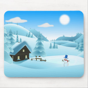 TAPIS DE SOURIS PAYSAGE HIVER "HAPPY HOLIDAYS"
