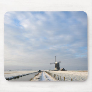 Tapis De Souris Paysage hivernal avec neige et moulin à vent en H
