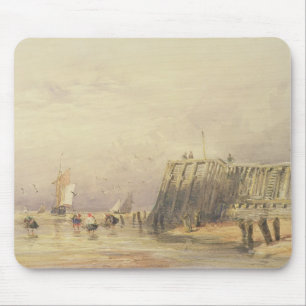 Tapis De Souris Paysage marin avec des péniches et des figures