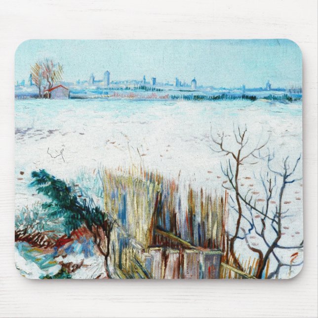 Tapis De Souris Paysage neigeux avec Arles par Vincent van Gogh (Devant)