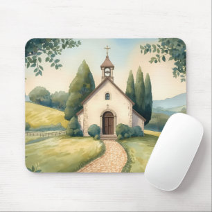 Tapis De Souris Paysage Pastel du Chemin de la Chapelle Cottagecor