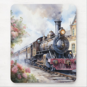 Tapis De Souris Paysage pittoresque avec un train victorien
