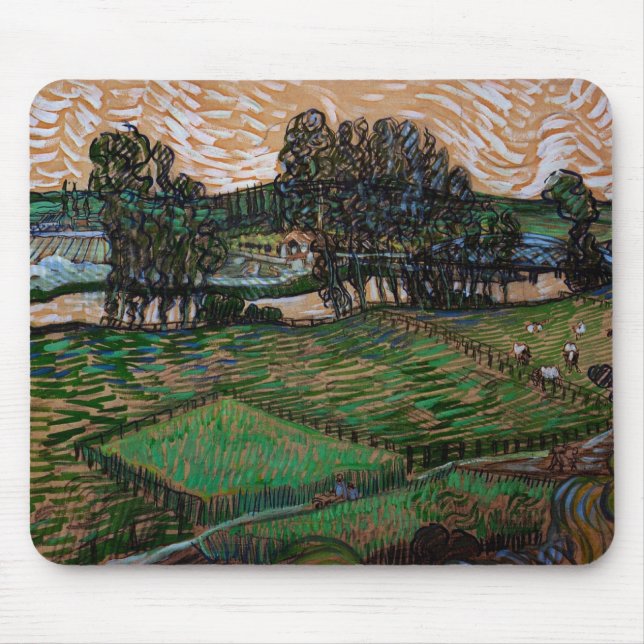 Tapis De Souris Paysage, Pont à travers Oise par Vincent van Gogh (Devant)