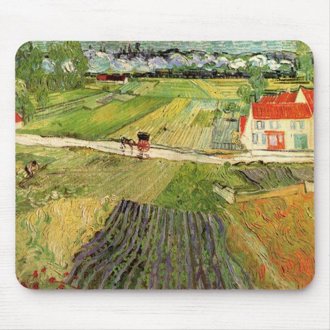Tapis De Souris Paysage, transport et train par Vincent van Gogh (Devant)
