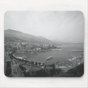 Tapis De Souris Paysage urbain à la vue élevée par B&W de port