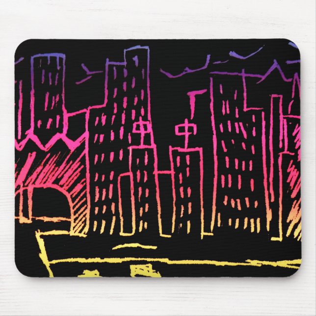 Tapis De Souris Paysage urbain au néon (Devant)