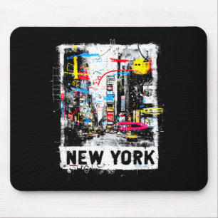 Tapis De Souris Paysage urbain de New York punk grunge vintage rét