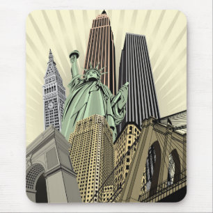 Tapis De Souris Paysage urbain stylisé superbe NYC