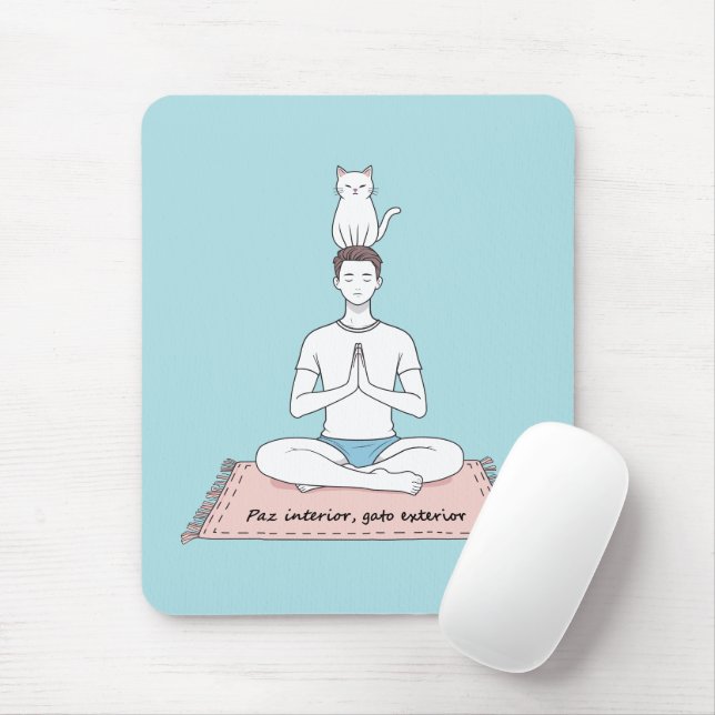 Tapis De Souris Paz Interior, Gato Exterior (Avec souris)