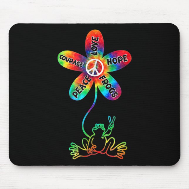 Tapis De Souris Peace Courage Aimer Hope Frogs Hippie (Devant)