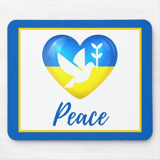 Tapis De Souris Peace Dove Ukraine Flag Heart  (Devant)