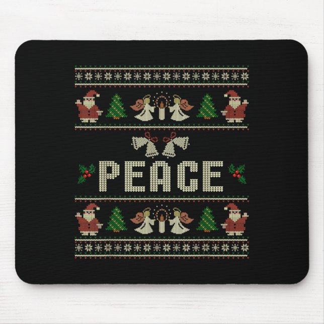 Tapis De Souris Peace I Come In Peace Couple Matching Ugly Christm (Devant)