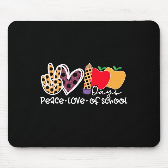 Tapis De Souris Peace Love 100 Jours D'École (Devant)