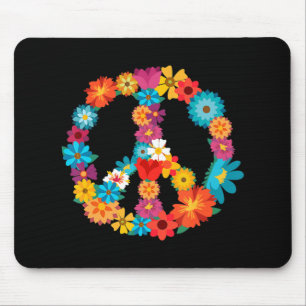 Tapis De Souris Peace Love 60's 70's Hippie Costume coloré Flo