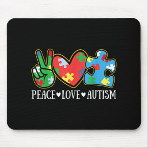 Tapis De Souris Peace Love Autism Puzzle Sensibilisation sur l'aut