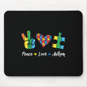Tapis De Souris Peace Love Autisme Puzzle Sensibilisation Autiste