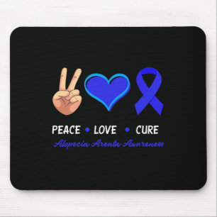 Tapis De Souris Peace Love Cure Alopecia Areata Sensibilisation