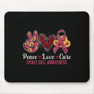 Tapis De Souris Peace Love Cure Burgundy Ribbon Sickle Cell Award