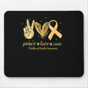 Tapis De Souris Peace Love Cure Chilhood Cancer Awareness Gold Ri