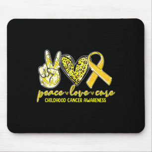 Tapis De Souris Peace Love Cure Chilhood Cancer Awareness Leopart