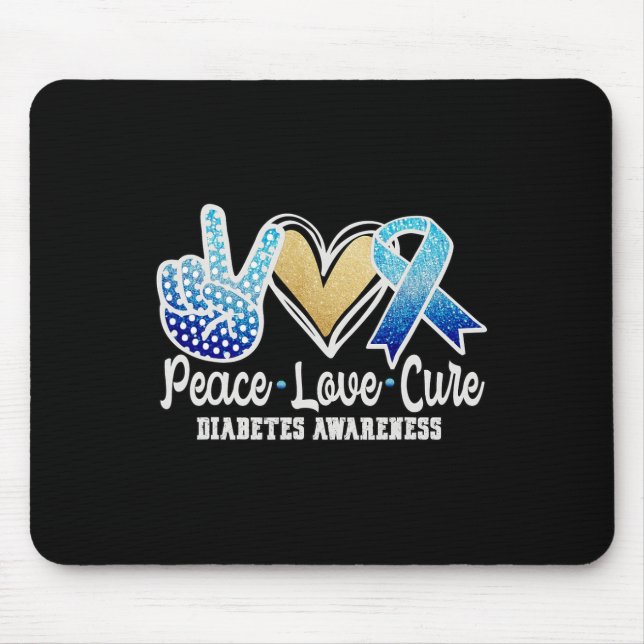 Tapis De Souris Peace Love Cure Diabète Sensibilisation (Devant)