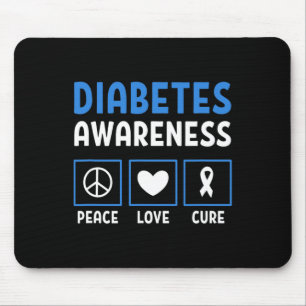Tapis De Souris Peace Love Cure Diabetes Sensibilisation 3