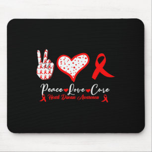 Tapis De Souris Peace Love Cure Heart Disease Awareness Red Heart