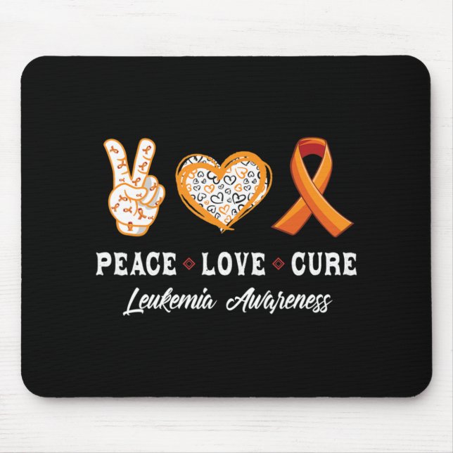 Tapis De Souris Peace Love cure Leukemia sensibilisation hommes fe (Devant)