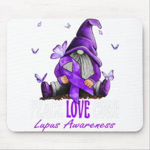 Tapis De Souris Peace Love Cure Lupus Sensibilisation Ribbon viole