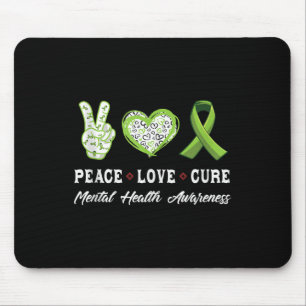 Tapis De Souris Peace Love Cure Mental Health Awareness Hommes Fem