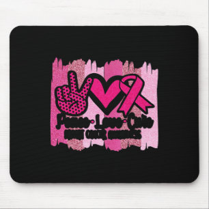 Tapis De Souris Peace Love Cure Pink Ribbon Cancer du sein Lauréat