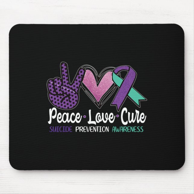 Tapis De Souris Peace Love Cure Prévention du suicide (Devant)
