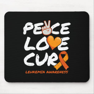 Tapis De Souris Peace Love Cure - Sensibilisation à la leucémie