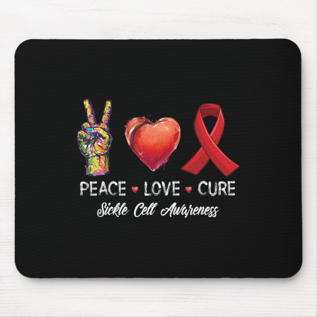 Tapis De Souris Peace Love Cure Sickle Cell Sensibilisation Hommes (Devant)