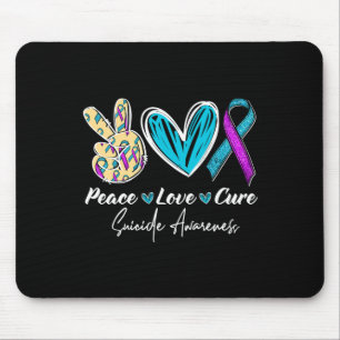 Tapis De Souris Peace Love Cure Suicide Prévention Coeur