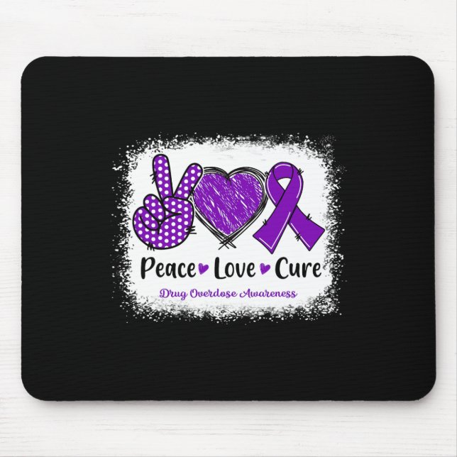 Tapis De Souris Peace Love Cure Toxicomanie Sensibilisation Rib po (Devant)
