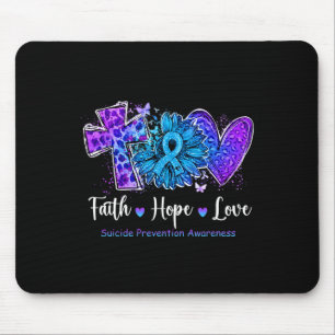 Tapis De Souris Peace Love Cure Turquoise Et Purple Sunflower Suic