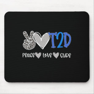 Tapis De Souris Peace Love Cure Type 2 Sensibilisation au diabète