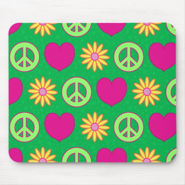 Tapis De Souris Peace Love Daisies (Devant)
