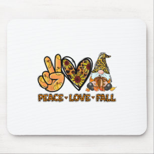 Tapis De Souris Peace Love Fall Fun Gnome Autumn Lover Citrouilles