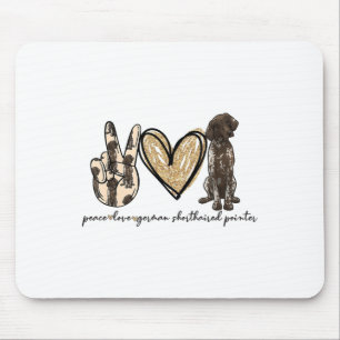 Tapis De Souris Peace Love Gsp Allemand Pointer Pointer Dog Log