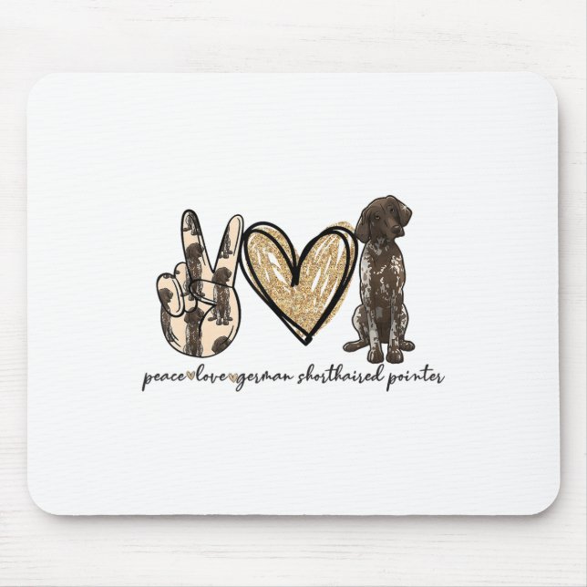 Tapis De Souris Peace Love Gsp Allemand Pointer Pointer Dog Log (Devant)