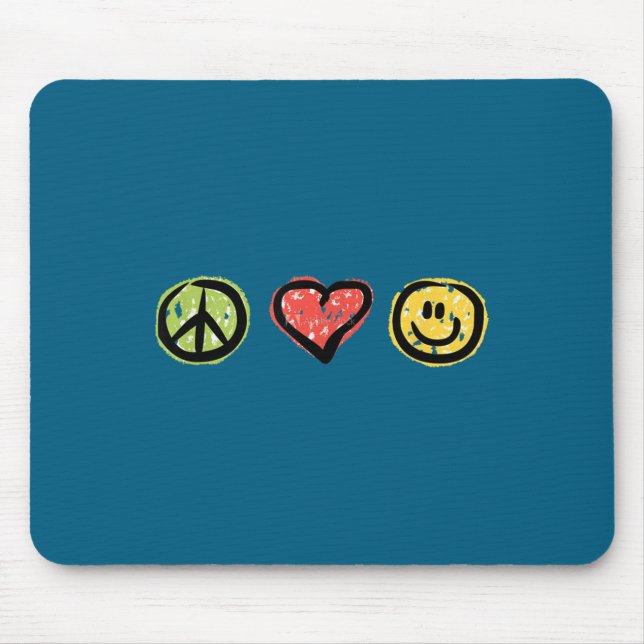 Tapis De Souris Peace Love Hapness Insrational Hipe Gift  (Devant)