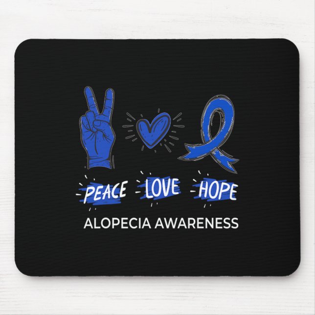 Tapis De Souris Peace Love Hope Alopecia Awareness Areata Ribbon S (Devant)