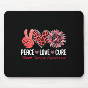 Tapis De Souris Peace Love Hope Blood Cancer Awareness Rouge Ruban
