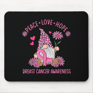 Tapis De Souris Peace Love Hope Gnome Leopard Cancer du sein