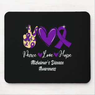 Tapis De Souris Peace Love Hope Purple Ribbon Heimerheimer Maladie