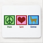 Tapis De Souris Peace Love Llamas<br><div class="desc">Un signe de paix,  un coeur,  et une jolie lama.</div>