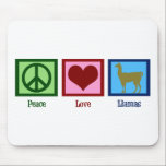 Tapis De Souris Peace Love Llamas<br><div class="desc">Un signe de paix,  un coeur,  et une jolie lama.</div>